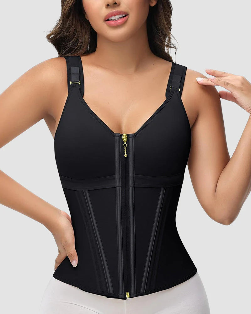 Double-Layer Tummy Control Waist Shaper with Built-In Bra