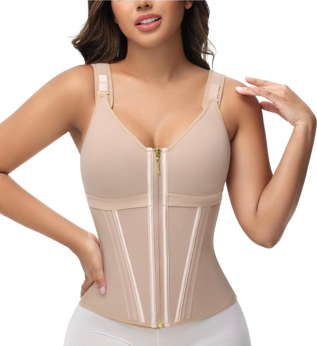 Double-Layer Tummy Control Waist Shaper with Built-In Bra