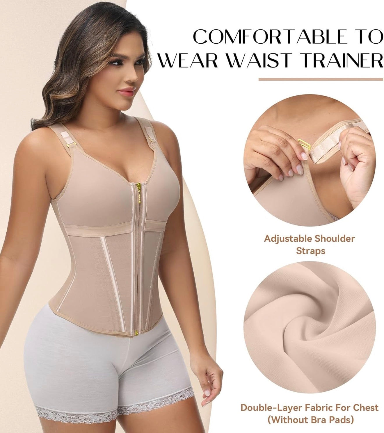 Double-Layer Tummy Control Waist Shaper with Built-In Bra