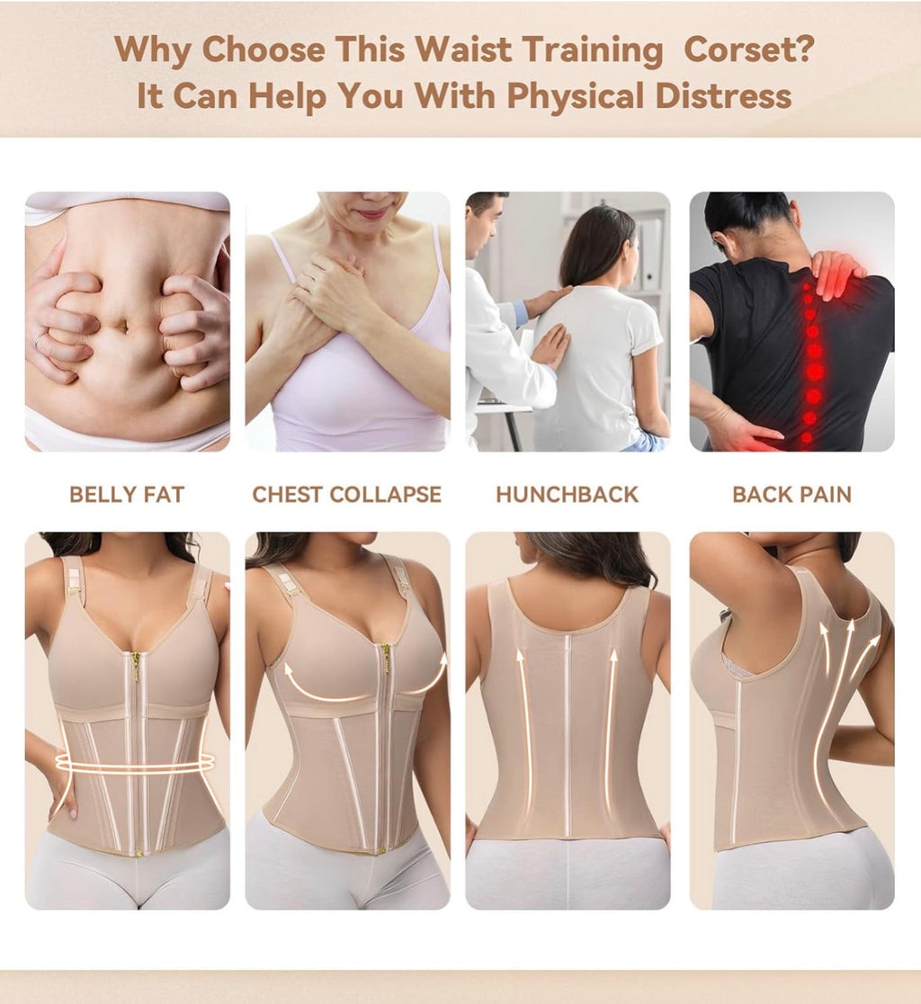 Double-Layer Tummy Control Waist Shaper with Built-In Bra