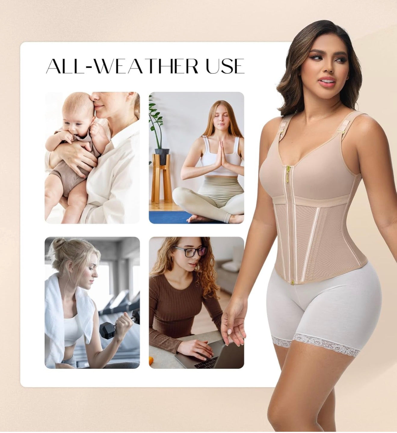 Double-Layer Tummy Control Waist Shaper with Built-In Bra