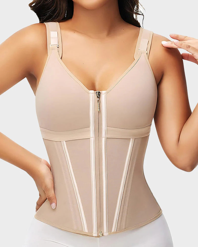 Double-Layer Tummy Control Waist Shaper with Built-In Bra